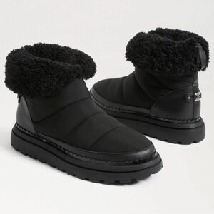 Sam Edelman Ozie Shearling Bootie Size 9.5 Black Winter Boots NEW